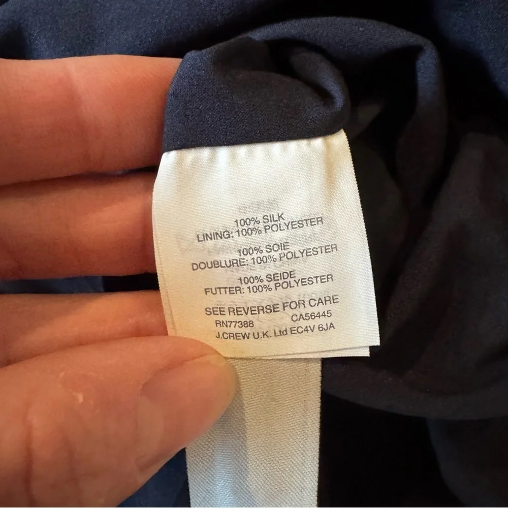 J. Crew Silk Navy Camisole with Cream Ribbon Straps Size 6
